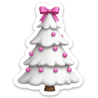 white christmas tree with pink bows sticker