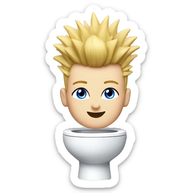 Skibidi toilet with Blue eyes and Blond Mohawk with Liberty spikes sticker