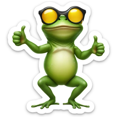 Frog wearing sunglasses giving a thumbs up sticker
