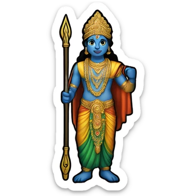 Design an emoji of Murugan's Vel, a sacred spear, with intricate patterns and a divine, elegant look sticker
