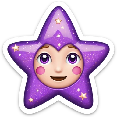 Quiero un emoji de estrella, pero que la estrella sea de oro rosa y brilli brilli con chispitas moradas sticker