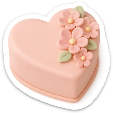 heart-shaped fondant cake with pink flowers sticker