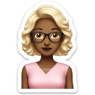 elegant girl in pink dress wearing glasses sticker