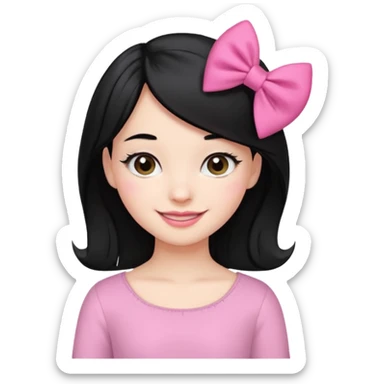 Girl with black hair and pink bow in her side of her hair sticker