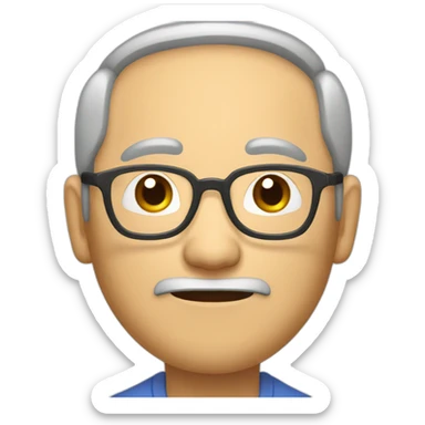 Chinese senior man wear glasses sleepy eyes sticker