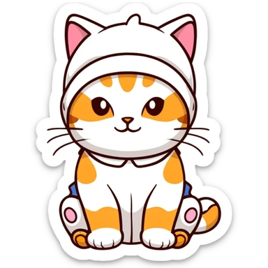 Katze mit Baby Haube und Weste  sticker