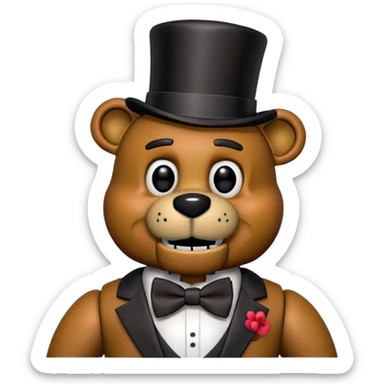 Freddy Fazbear from Five Nights at Freddy's with top hat and bow tie sticker