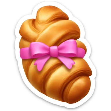 Croissant with a pink bow around it sticker
