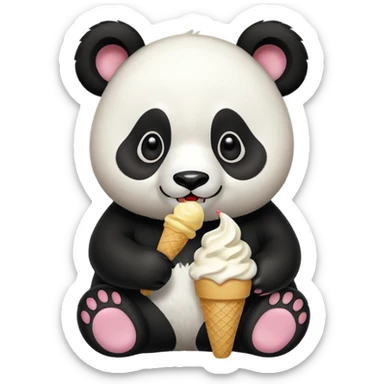 Panda eating ice cream sticker