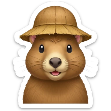 capybara with coconut shell hat sticker
