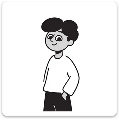 person with a happy emoji mask, sad eyes visible behind sticker