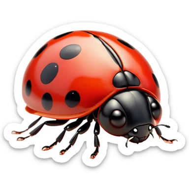 Cinematic Noble Ladybug Portrait Emoji, Poised and charming, with a tiny, rounded red shell adorned with crisp black spots, delicate antennae, and bright, observant eyes, Simplified yet sharply detailed features, highly detailed, glowing with a soft, scarlet radiance, high shine, intelligent and spirited, stylized with an air of natural whimsy, focused and alert, soft glowing outline, capturing the essence of a watchful ladybug that appears ready to scuttle out of the screen with effortless grace! sticker