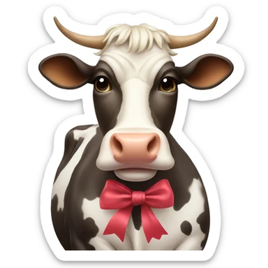 cow with pin bow sticker