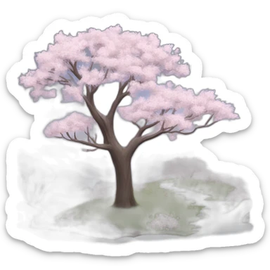 landscape in winter with flowering trees sticker