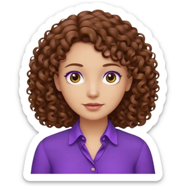 brown curly hair purple blouse sticker