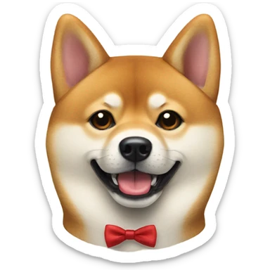 Shiba Inu wearing red bow tie  sticker