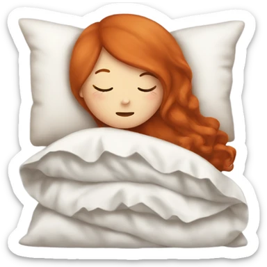 redhead girl sleeping with a pillow and blanket sticker