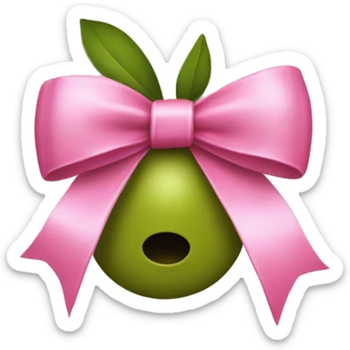 green olive with pink bow sticker