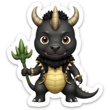 Black pitbull dressed as a triceratops black sticker