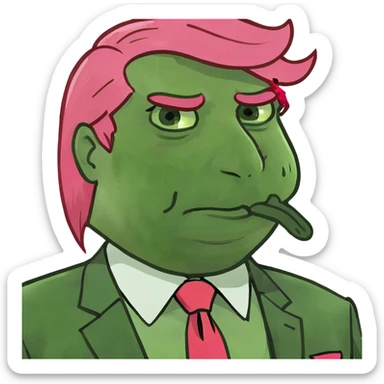Donald trump with pink hair and long eyelashes sticker