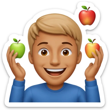 An apple style human emoji of a man air-humping in excitement  sticker