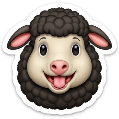 Oveja negra sacando la lengua en actitud de risas sticker