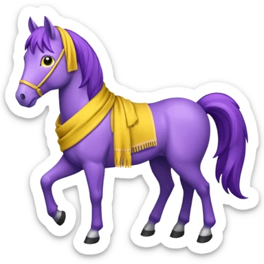 Purple horse wearing yellow scarf
 sticker