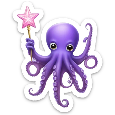 octopus holding fairy wand sticker