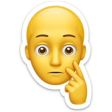 yellow face question mark emoji with hand on chin, thinking expression, single question mark floating sticker