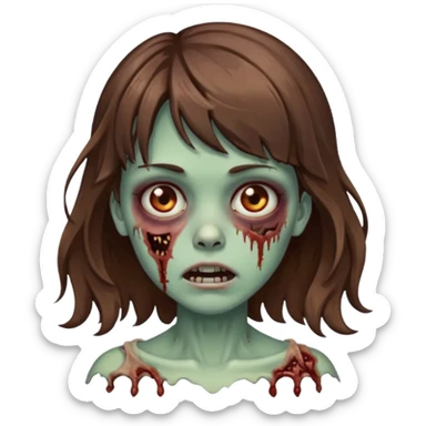 Zombie girl with medium wavy hair and bangs. sticker