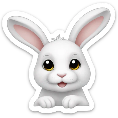 Lapin noir avec patte blanche sticker