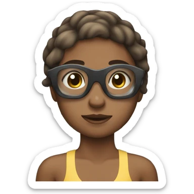 A Girl wer swiming with a schark sticker