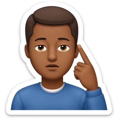 Emoji de hombre haciendo silencio y señalandose la cabeza con los ojos cerrados sticker