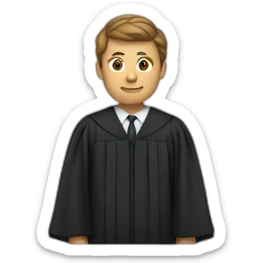 man standing up in lawyer's gown sticker