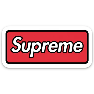 Supreme logo with white italic text in a red box, clean and modern look sticker