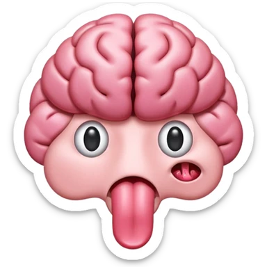 Tongue sticking out of brain with extra grey matter and sopping sticker