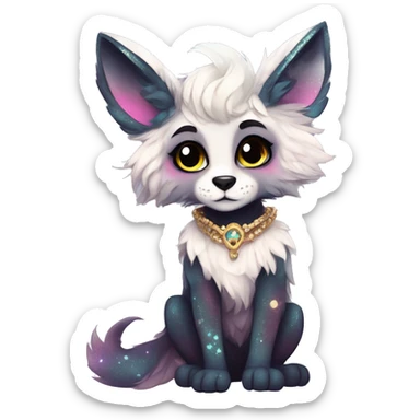 Cool cute Kawaii edgy fantasy animal sparkle fursona Fionbri by griffsnuff & LiLaiRa & Falvie full body sticker