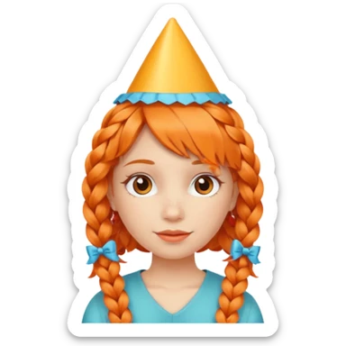 party hatted orange braided haired girl sticker