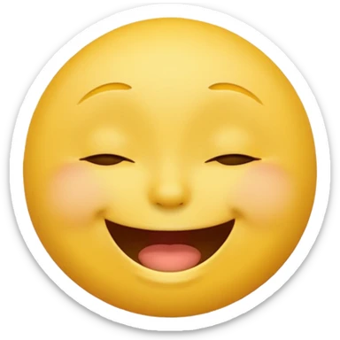 Emoji, yellow round laughing face, closed eyes sticker