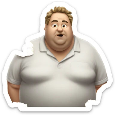 fat man eating a ton of food sticker