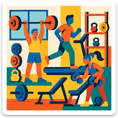 gym, fitness, modern style sticker