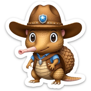 armadillo with cowboy hat team logo  sticker