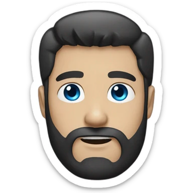 beard man black hair blue eyes face sticker