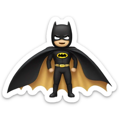 flying bagel wearing a black cape as a batman sticker