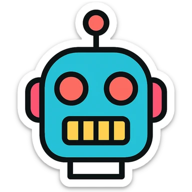 robotic face, sleek, tech-inspired, no text sticker