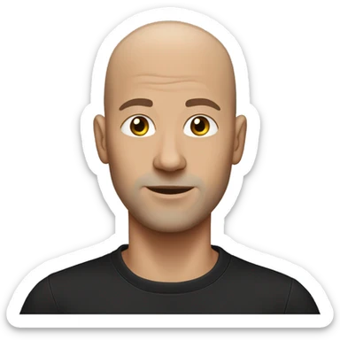 Bald guy with grey sweatpants and black shirt sticker