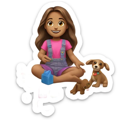 little girl playing with toys sticker