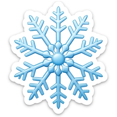 A simple emoji-style snowflake or small snow pile. Cute, clean lines, minimal detail, white and light-blue colors, rounded shapes, soft shading, flat 2D emoji style. sticker