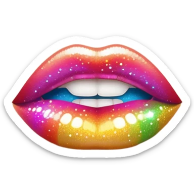 rainbow sparkles on lush, full lips. Lips only sticker