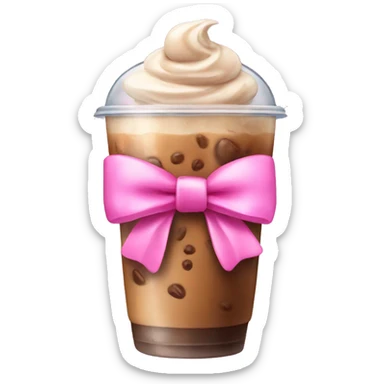iced coffee with pink bow sticker